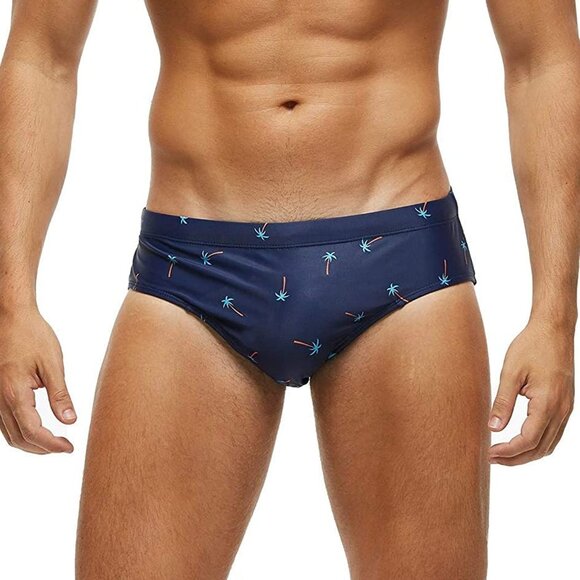 Men's Swimming Trunks Briefs Low Waist with Removable Pad Swimwear Elastic Beach